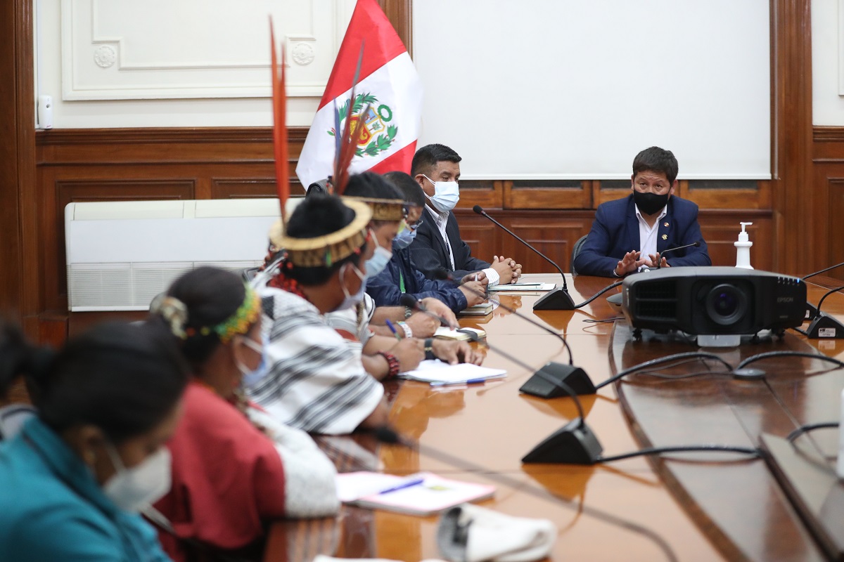 Premier Guido Bellido Ugarte se reÚne con dirigentes de la Organización Regional de Pueblos Indígenas de la Selva (ARPI)