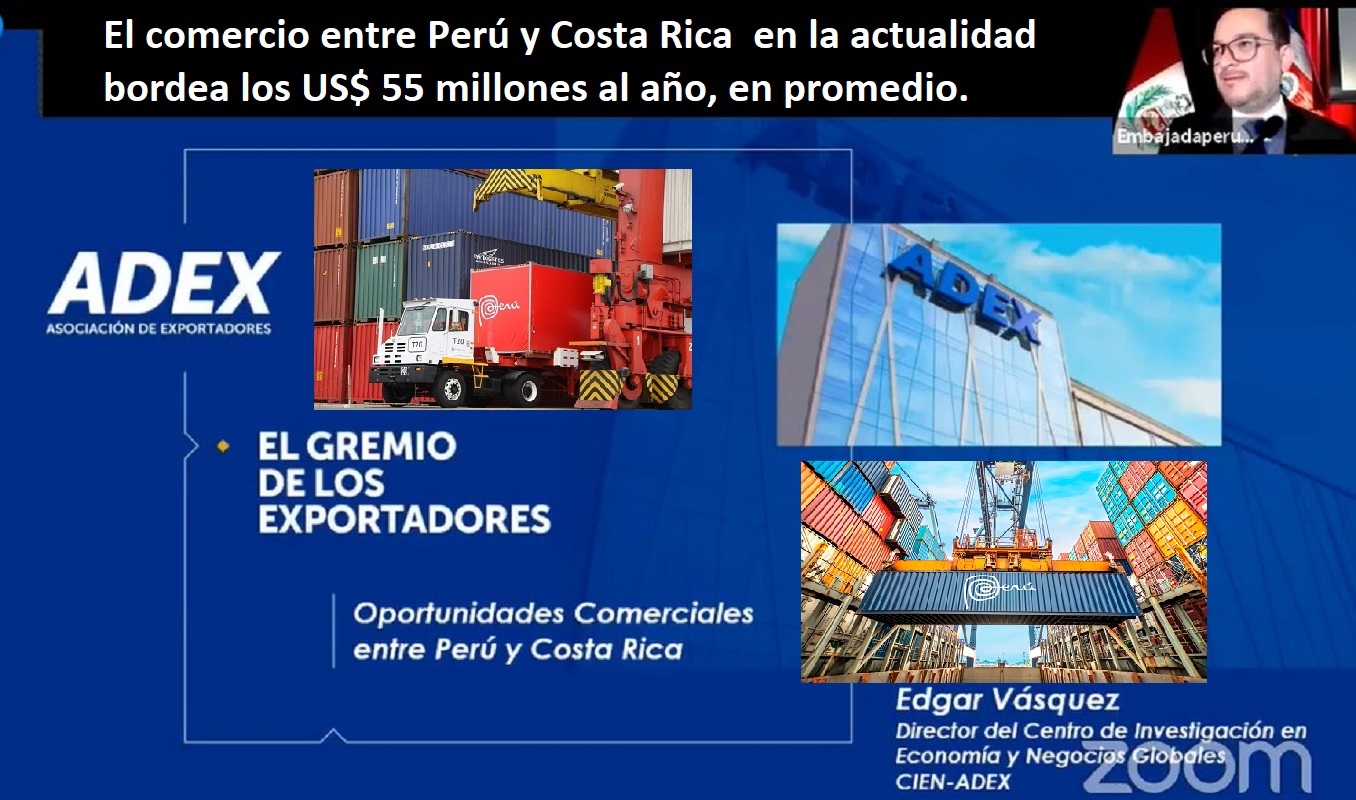ADEX impulsa negocios entre Costa Rica y el Perú, productos por US$ 3 mil millones pueden importarse y exportarse entre ambas naciones.