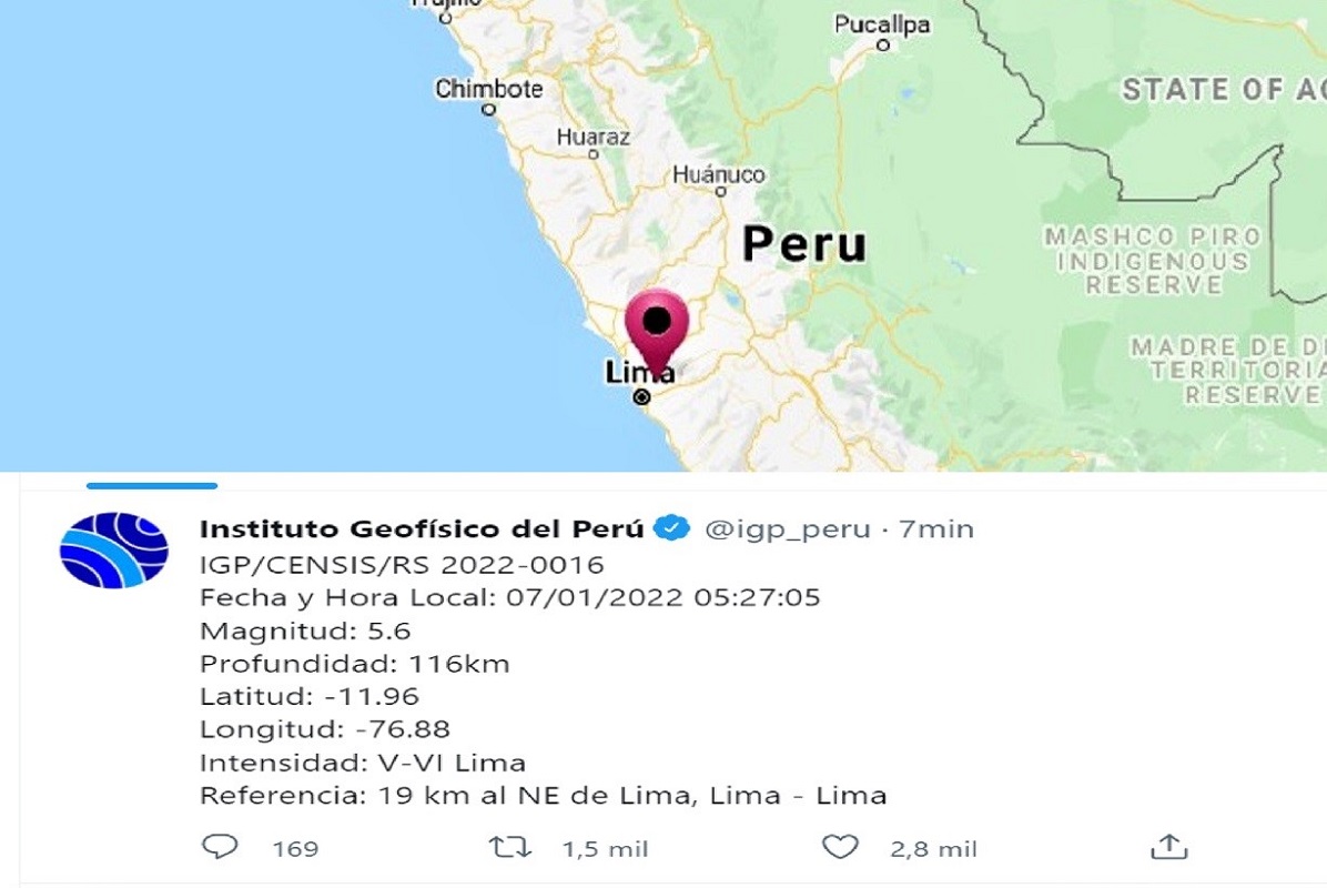 Fuerte sismo en Lima despierta al país, no generará Tsunami informaron autoridades del Perú.