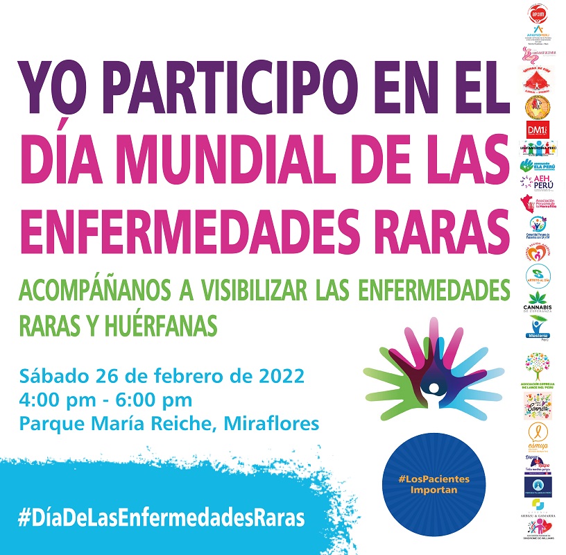 Visibilizar y generar más conciencia por el mes de las Enfermedades Raras y Huérfanas (ERH) se convocan este 26 de febrero en el Parque María Reiche, Miraflores.