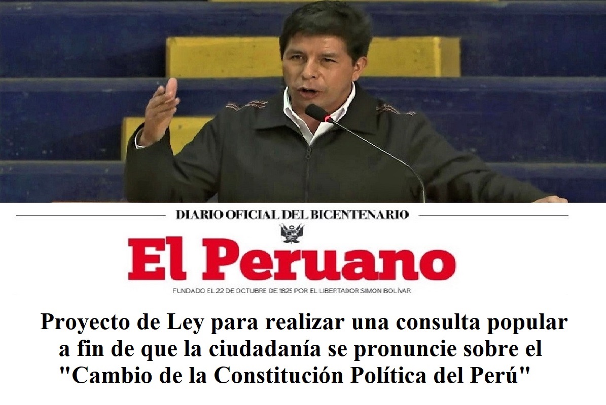 Jefe de Estado Pedro Castillo remitirá al Congreso proyecto de ley para consulta popular sobre nueva Constitución Política del Perú.