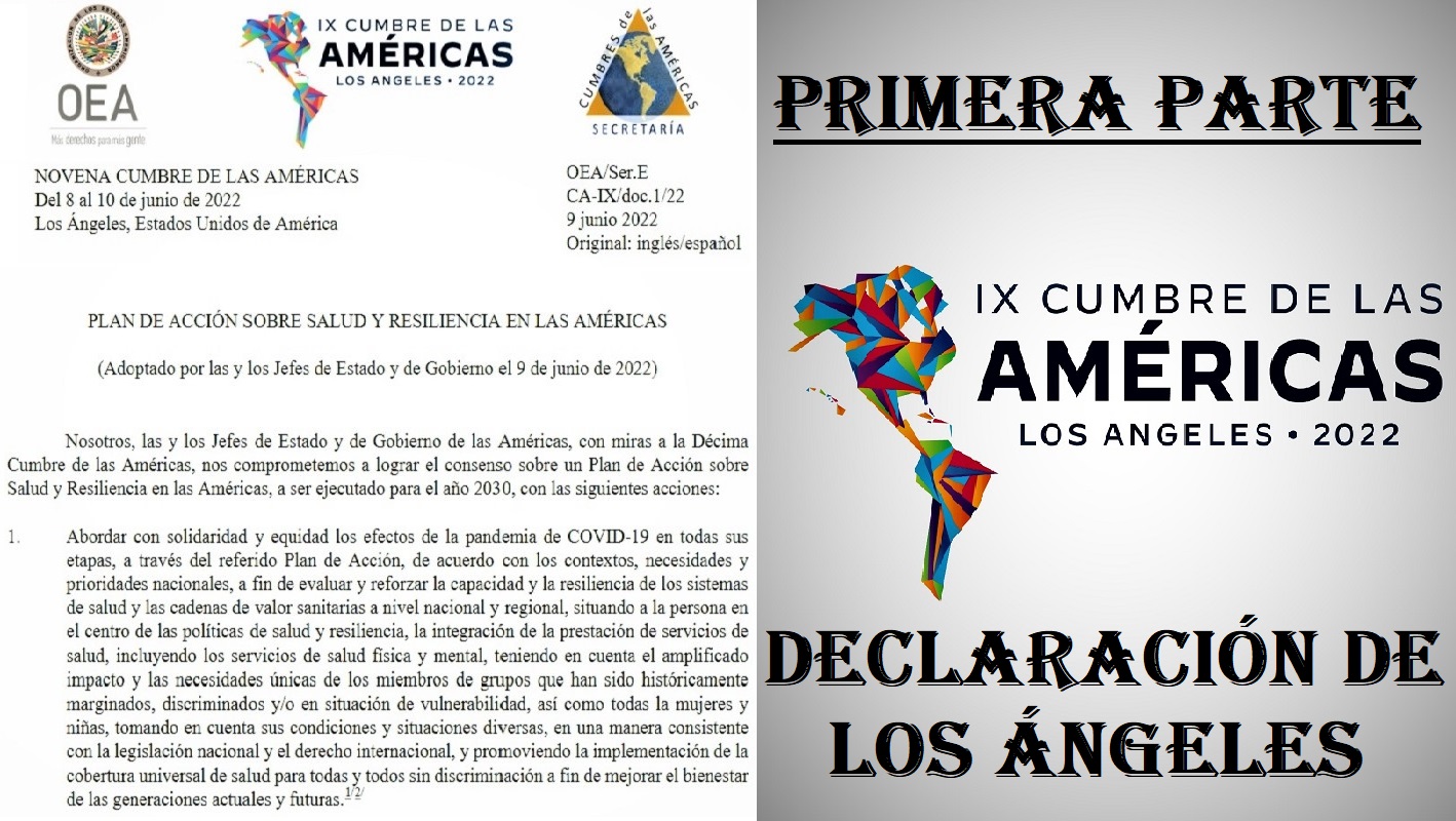IX Cumbre de Las Américas: I PARTE Declaración de Los Ángeles, Plan de acción sobre salud y resiliencia en las Américas.